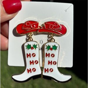 “Ho Ho Ho” Christmas Cowboy Boot Earrings